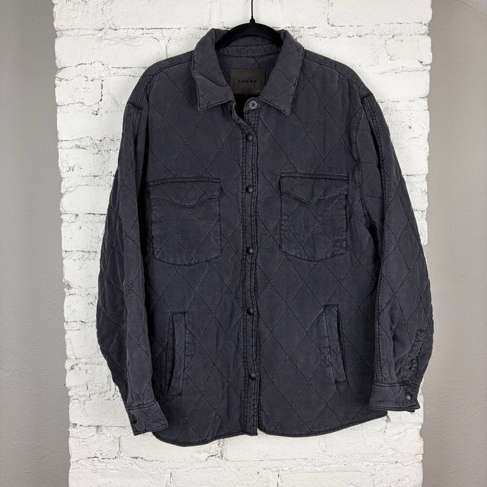 Blank NYC Grey Quilted Snap Button Shacket Shirt Jacket Large